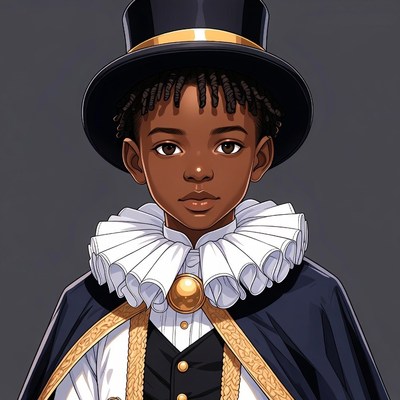 African boy in top hat costume