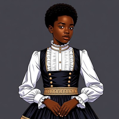 African-American girl in Victorian dress