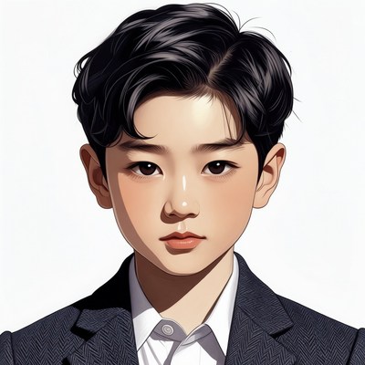 Asian boy in suit portrait