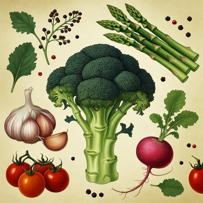 Assortment of Fresh Vegetables Illustration