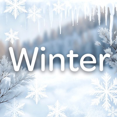 Winter Text with Snowflakes and Icicles