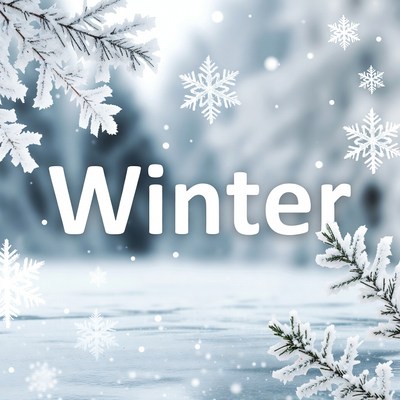 Winter Text with Snowflakes and Branches