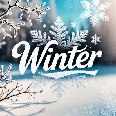 Winter Text with Snowflakes and Branches