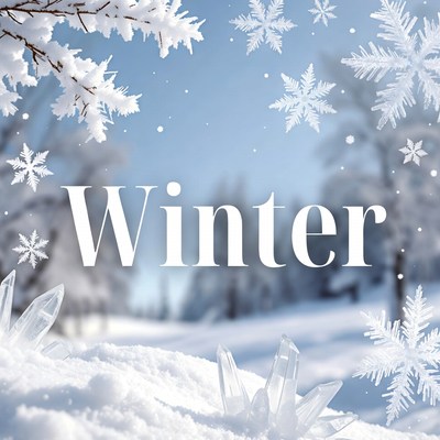 Winter Snowy Branches and Snowflakes