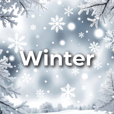 Winter Text with Snowflakes and Branches