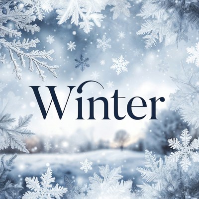 Winter Text with Snowflakes Background