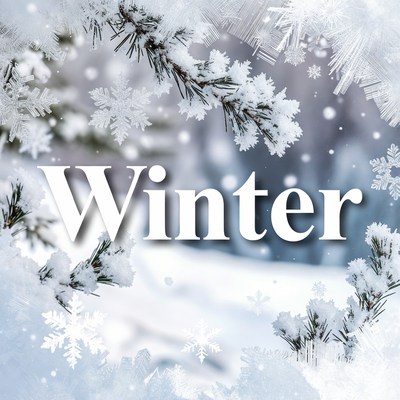 Winter Text with Snowy Branches