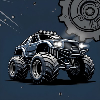 Cartoon Monster Truck with Gears