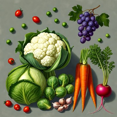 Fresh Vegetables on Gray Background
