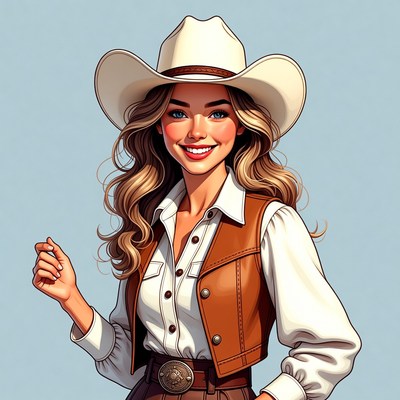 Blonde Cowgirl in White Hat