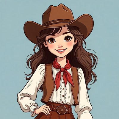 Cowgirl girl wearing brown hat