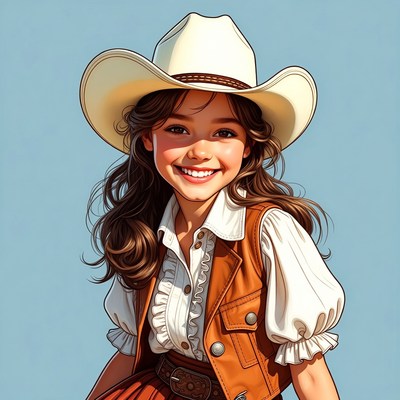 Smiling girl in cowboy hat