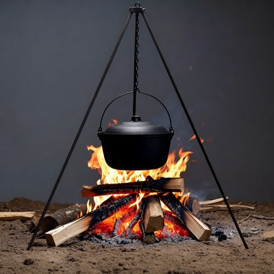 Black Pot Over Campfire