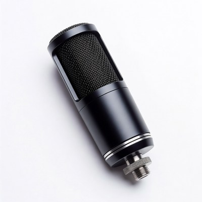 Black condenser microphone isolated