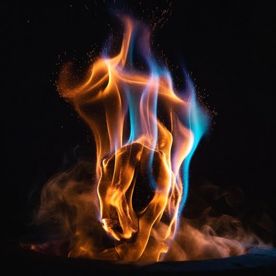 Burning Skull Flames on Black Background