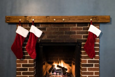 Christmas Stockings Hanging on Fireplace
