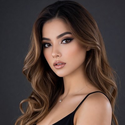 Beautiful woman with wavy brown hair