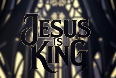 Jesus is King Text with Stained Glass