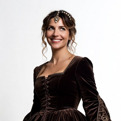 Woman in velvet Renaissance gown