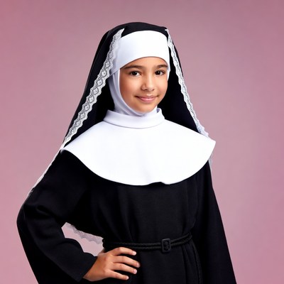 Girl dressed as nun