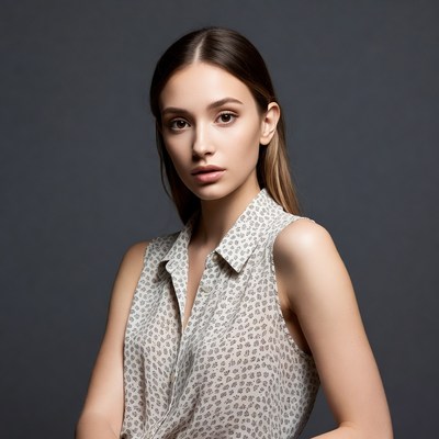 Woman in sleeveless blouse portrait