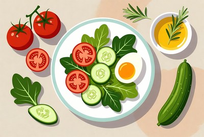 Fresh Tomato Cucumber Salad Illustration
