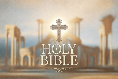 Holy Bible with Glowing Cross