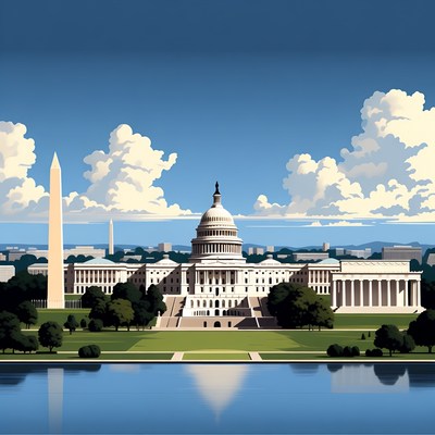 Washington DC Skyline with Capitol and Monument