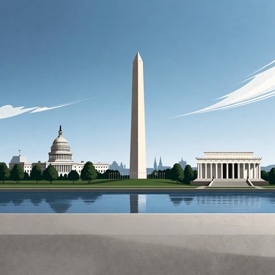 Washington DC Monuments Illustration