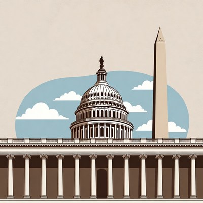 US Capitol and Washington Monument Illustration