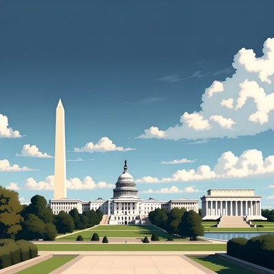 Washington DC Monuments Illustration