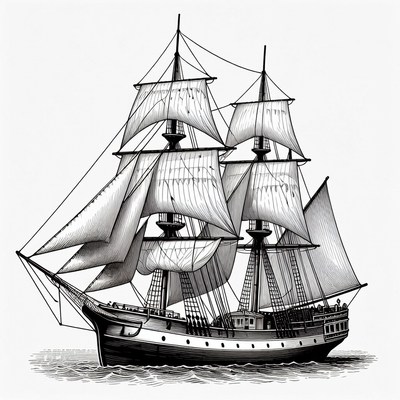 Sailing Ship on Sea