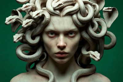 Medusa with snakes in hair