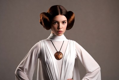Woman as Princess Leia with side buns