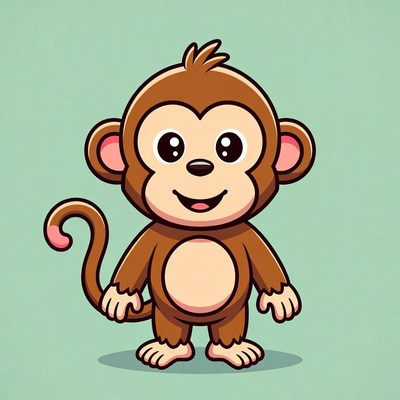 Cute cartoon monkey standing