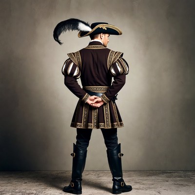 Man in Renaissance costume from behind