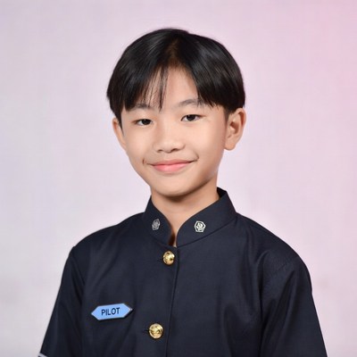 Asian boy in pilot uniform