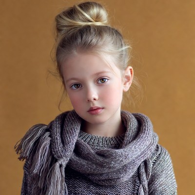 Girl with bun hairstyle and scarf