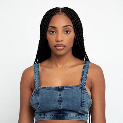 African-American woman in denim top