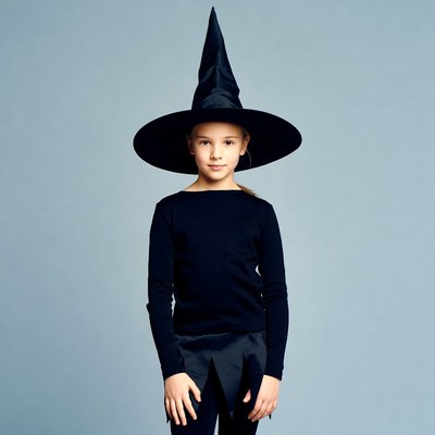 Girl wearing witch costume