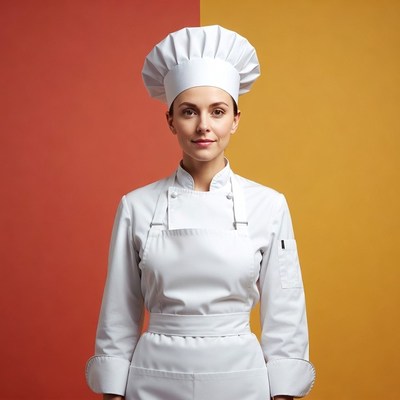 Woman chef in white uniform