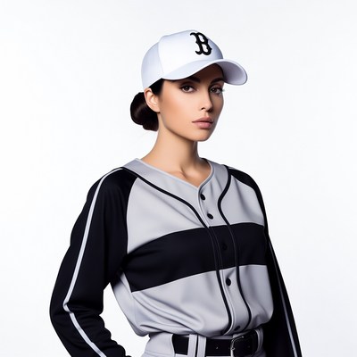 Woman in Boston Red Sox baseball jersey