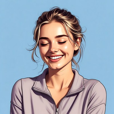 Smiling woman with ponytail illustration