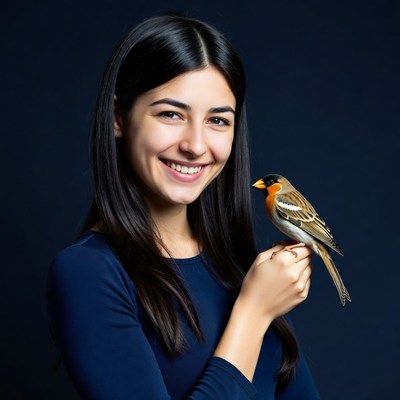 Woman holding small bird