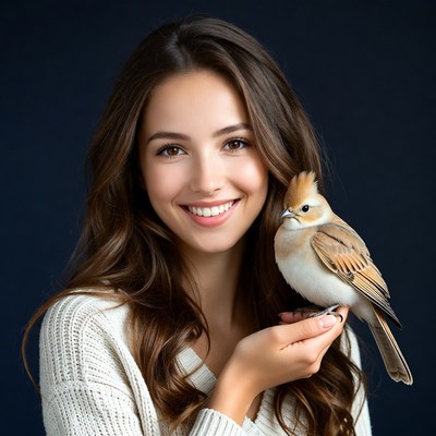 Woman holding small bird