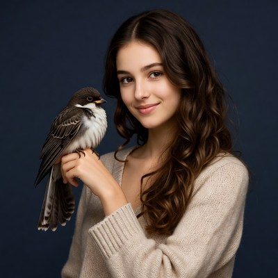 Woman holding small bird