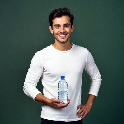 Man holding water bottle