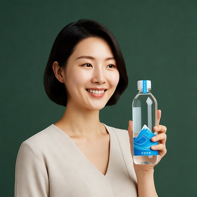 Asian woman holding water bottle