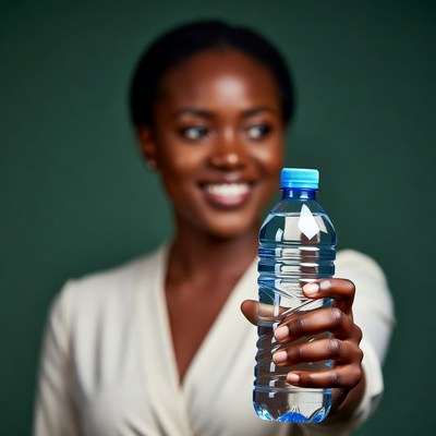 African-American woman holding water bottle