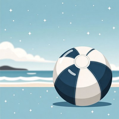 Beach Ball on Sandy Shore